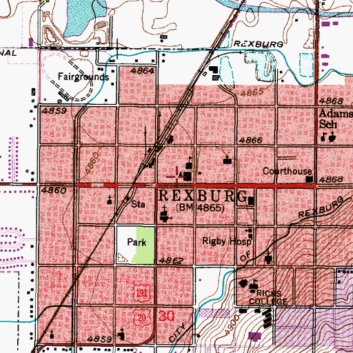 Topographic Map of Washington Elementary School, ID