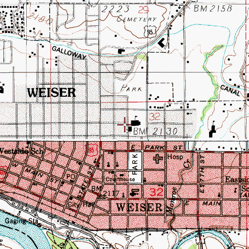 Topographic Map of Weiser Middle School, ID