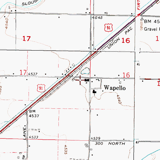 Topographic Map of Wapello Elementary School, ID