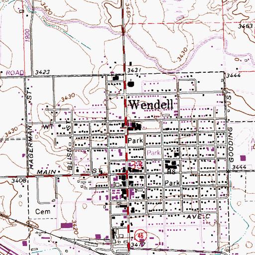 Topographic Map of Wendell Elementary School, ID