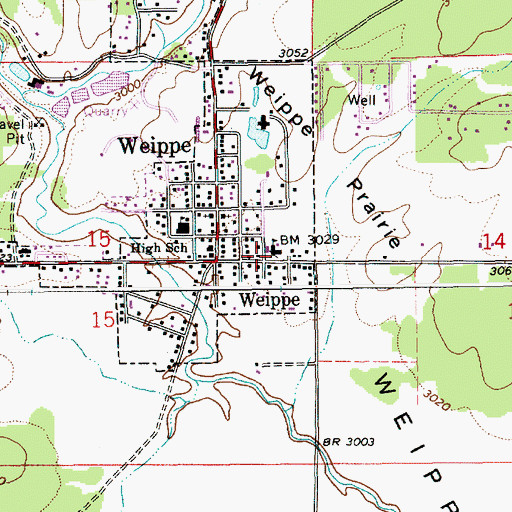 Topographic Map of Weippe Elementary School, ID