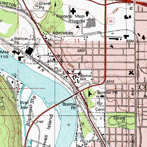 Topographic Map of Winton Elementary School, ID