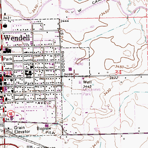 Topographic Map of Wendell Physical Education Building, ID