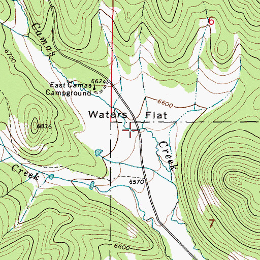 Topographic Map of Waters Flat, ID