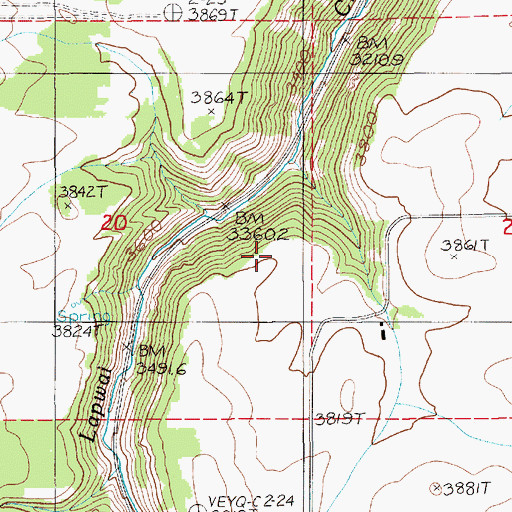 Topographic Map of Woodside (historical), ID