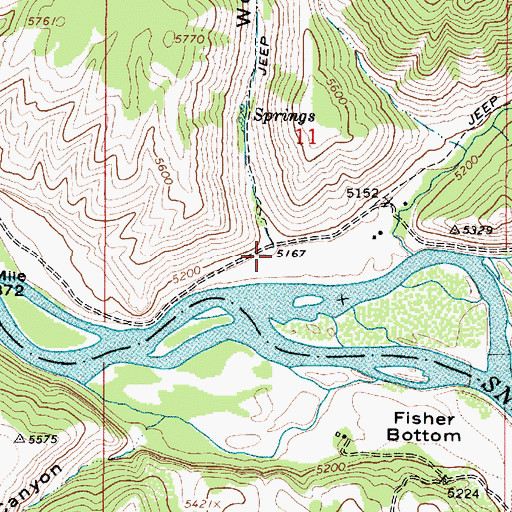 Topographic Map of Woods Creek, ID