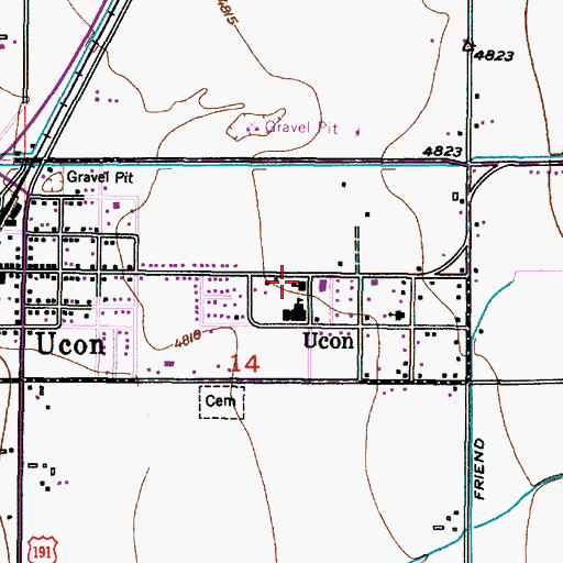 Topographic Map of Ucon Elementary School, ID