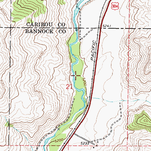 Topographic Map of Upper Portneuf Access Area, ID