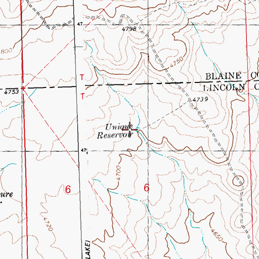 Topographic Map of Unique Reservoir, ID