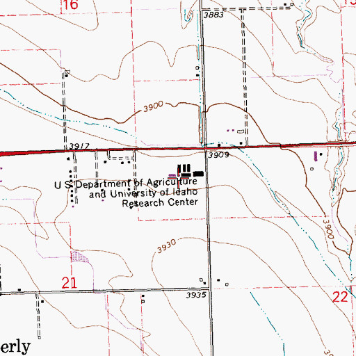Topographic Map of United States Department of Agriculture and University of Idaho Research Center, ID