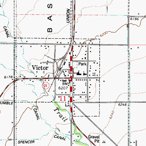 Topographic Map of Victor Elementary School, ID