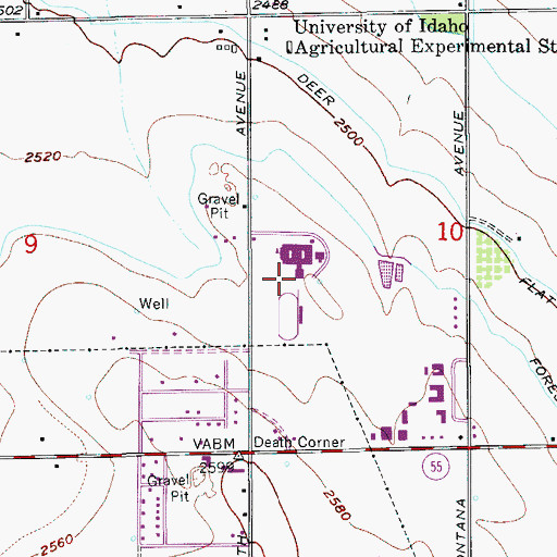 Topographic Map of Vallivue Middle School, ID