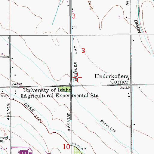 Topographic Map of Vallivue High School, ID