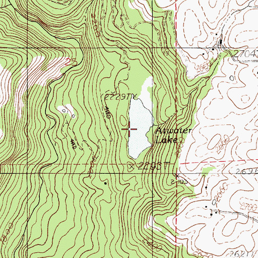Topographic Map of Atwater Lake, ID