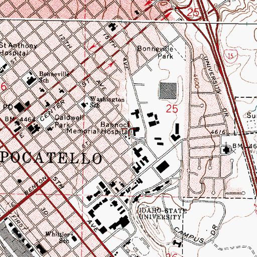 Topographic Map of Portneuf Medical Center West Campus, ID