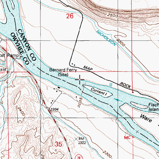 Topographic Map of Bernard Ferry, ID