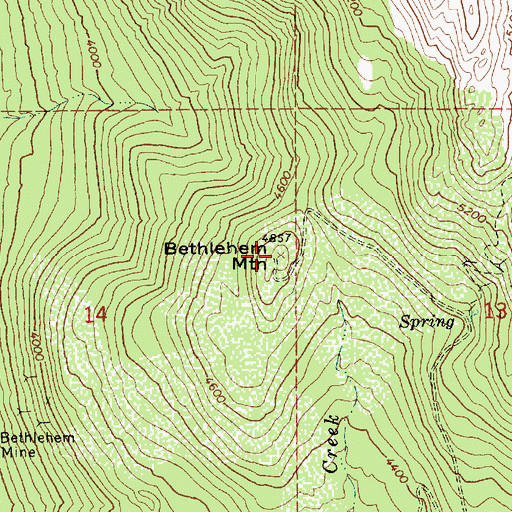 Topographic Map of Bethlehem Mountain, ID