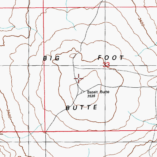 Topographic Map of Big Foot Butte, ID