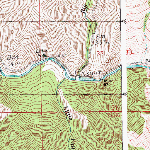 Topographic Map of Big Pine Creek, ID