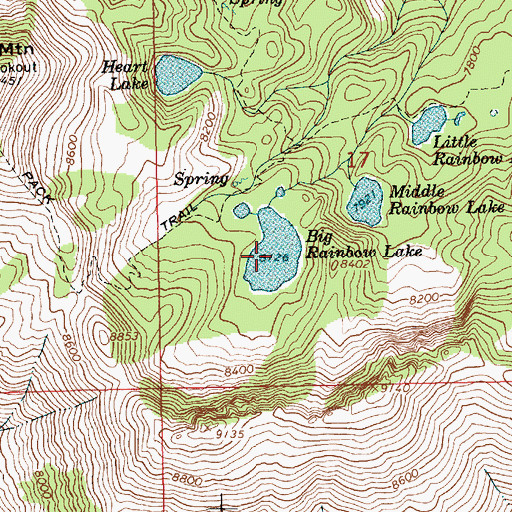 Topographic Map of Big Rainbow Lake, ID