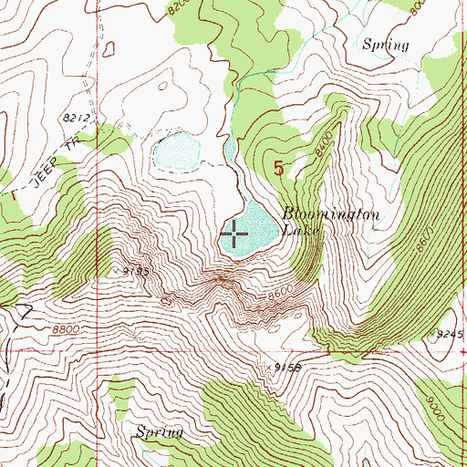 Topographic Map of Bloomington Lake, ID