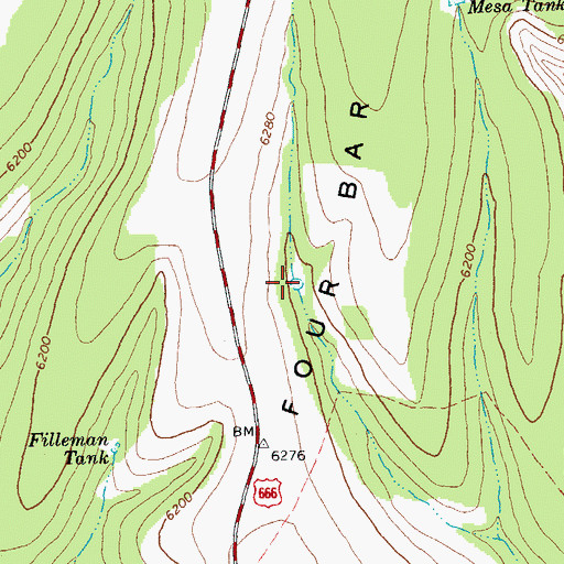 Topographic Map of Four Bar Tank, AZ