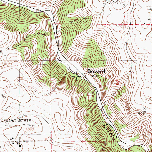 Topographic Map of Bovard (historical), ID