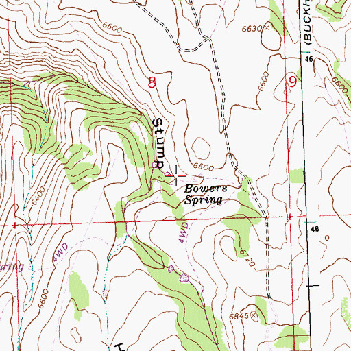 Topographic Map of Bowers Spring, ID