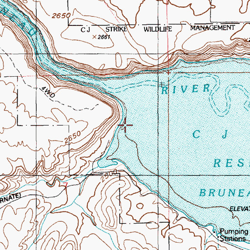 Topographic Map of C J Strike Reservoir, ID