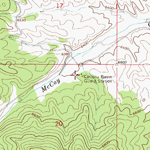 Topographic Map of Caribou Basin Guard Station, ID