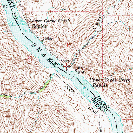 Topographic Map of Cave Gulch, ID