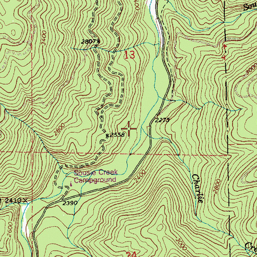 Topographic Map of Charlie Creek, ID
