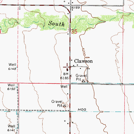 Topographic Map of Clawson, ID