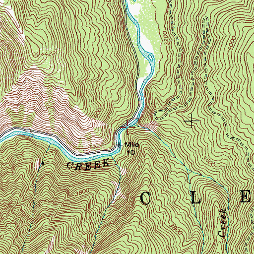 Topographic Map of Clayton Creek, ID