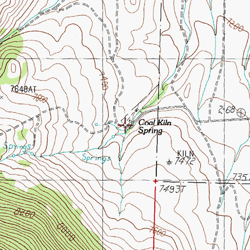 Topographic Map of Coal Kiln Spring, ID