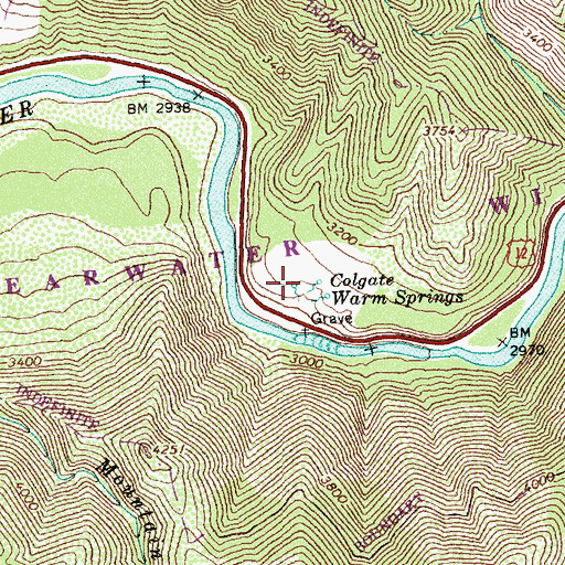 Topographic Map of Colgate Warm Springs, ID