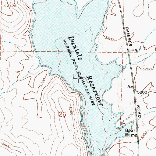 Topographic Map of Daniels Reservoir, ID
