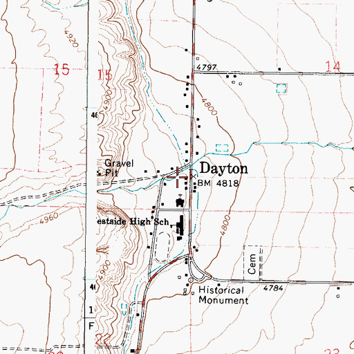 Topographic Map of Dayton, ID