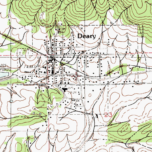 Topographic Map of Deary, ID