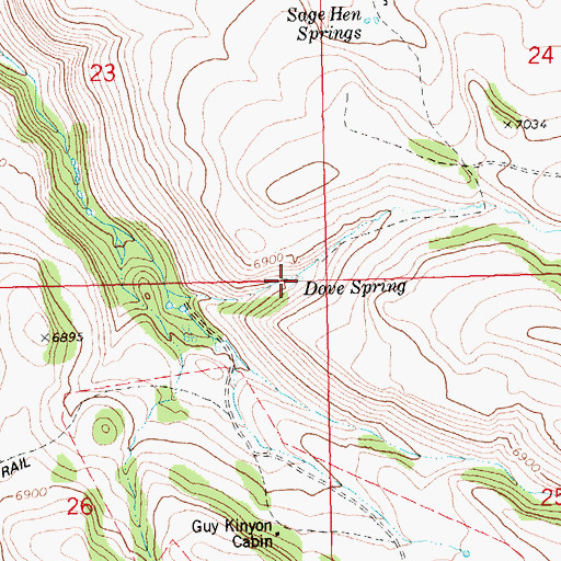 Topographic Map of Dove Spring, ID