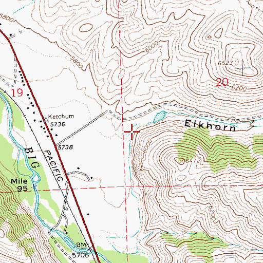 Topographic Map of Elkhorn Gulch, ID