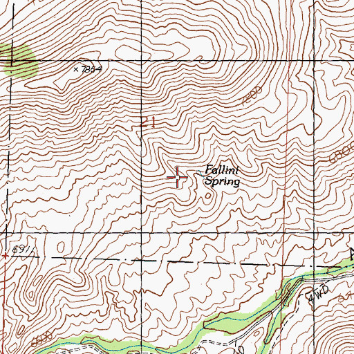 Topographic Map of Fallini Spring, ID