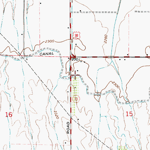 Topographic Map of Farmers Cooperative Canal, ID