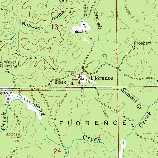 Topographic Map of Florence, ID
