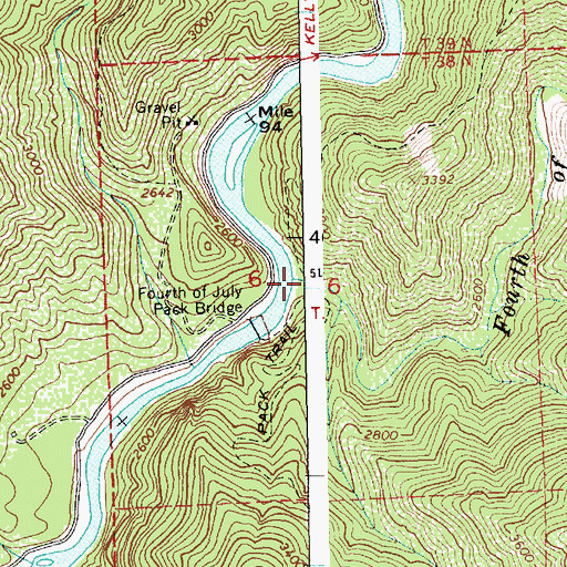 Topographic Map of Fourth of July Creek, ID