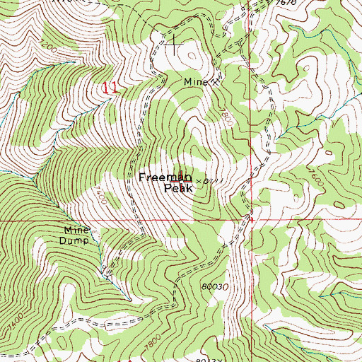 Topographic Map of Freeman Peak, ID