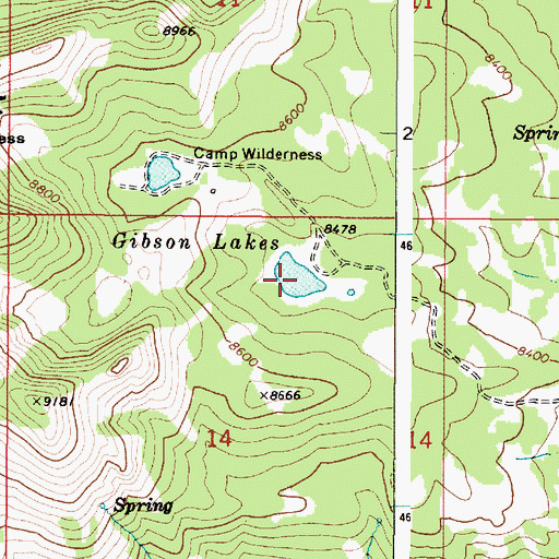 Topographic Map of Gibson Lakes, ID