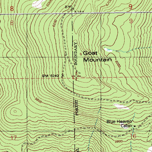 Topographic Map of Goat Mountain, ID