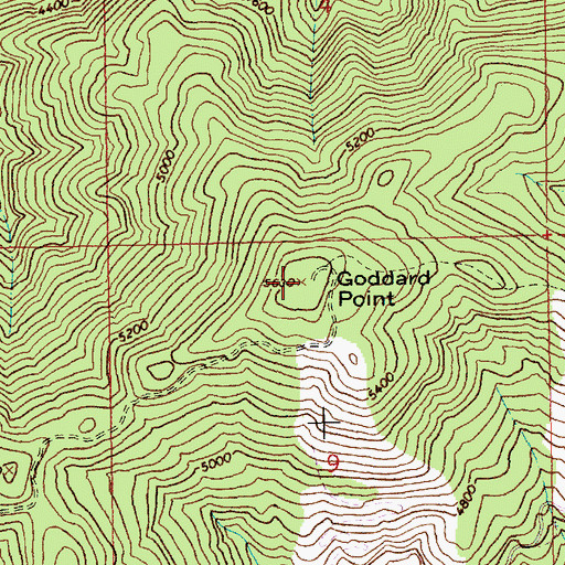 Topographic Map of Goddard Point, ID