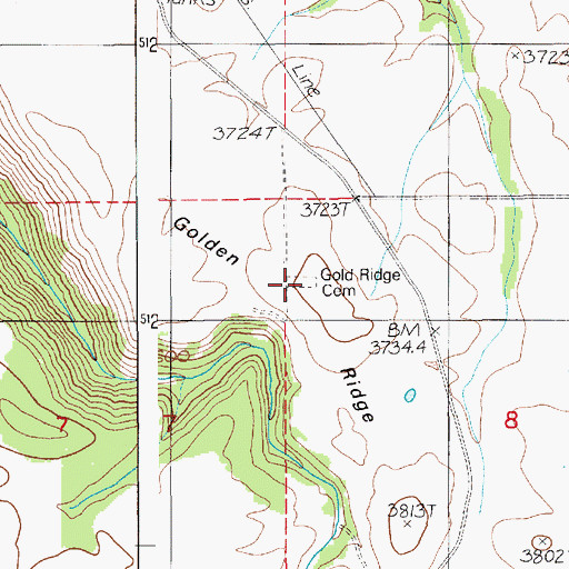 Topographic Map of Gold Ridge Cemetery, ID